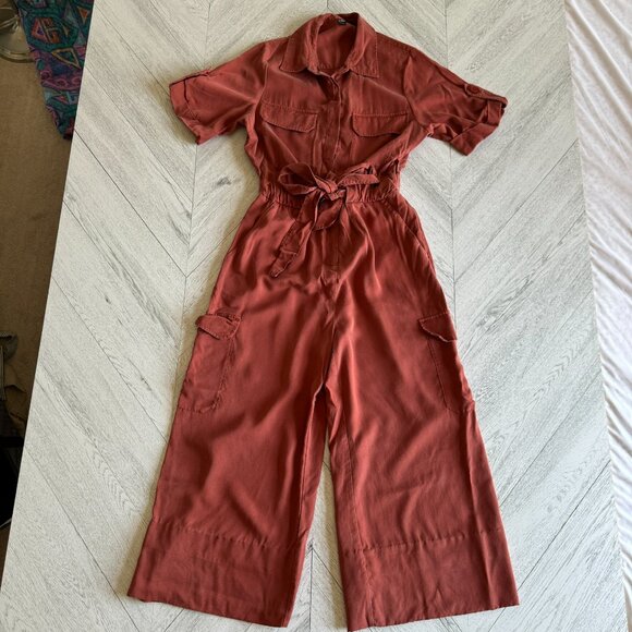 Simons | Icone Rust Lyocell Wide Leg Utility Jumpsuit - Size L - Picture 9 of 15